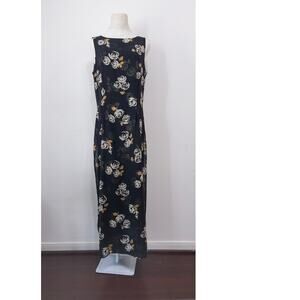 Laura Ashley sleeveless maxi dress with vintage-inspired floral print sz 10